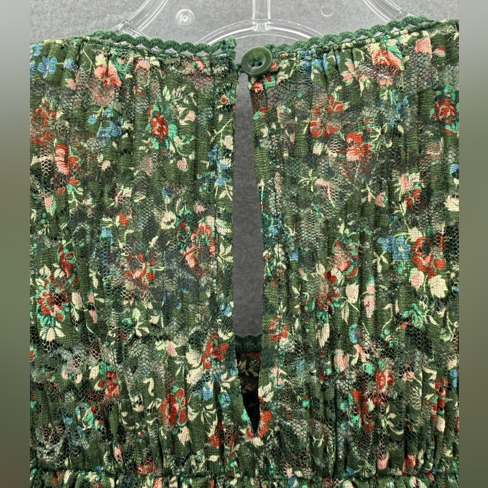 Anthropologie Porridge Pleated Floral Printed Lace Blouse Size L Romantic - Picture 9 of 14